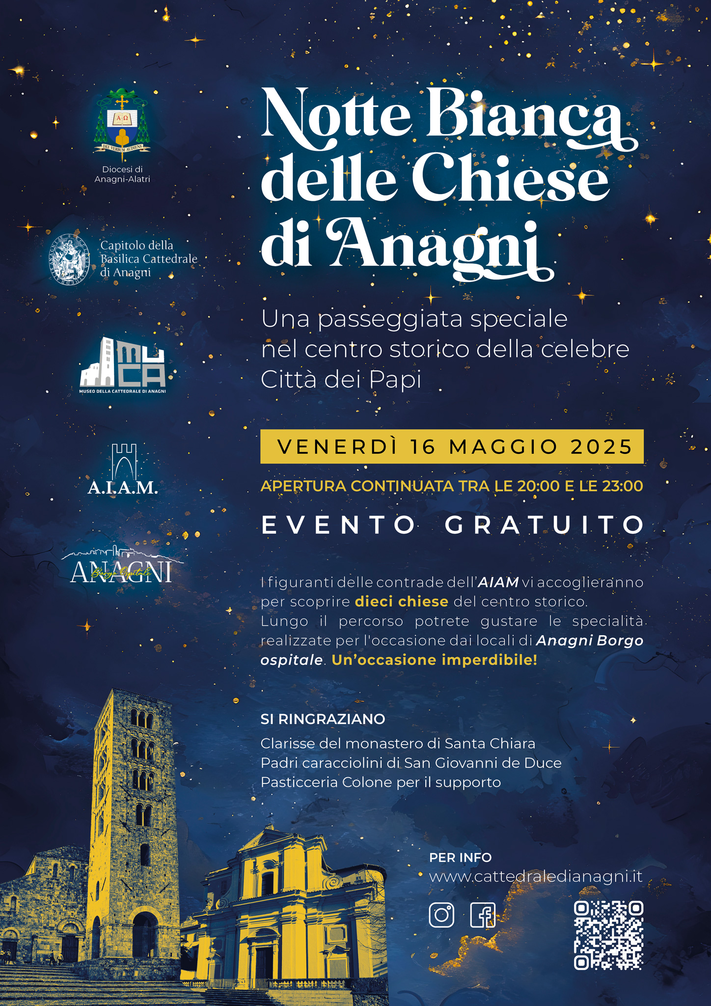 Locandina dell'evento "La Notte Bianca delle chiese di Anagni"